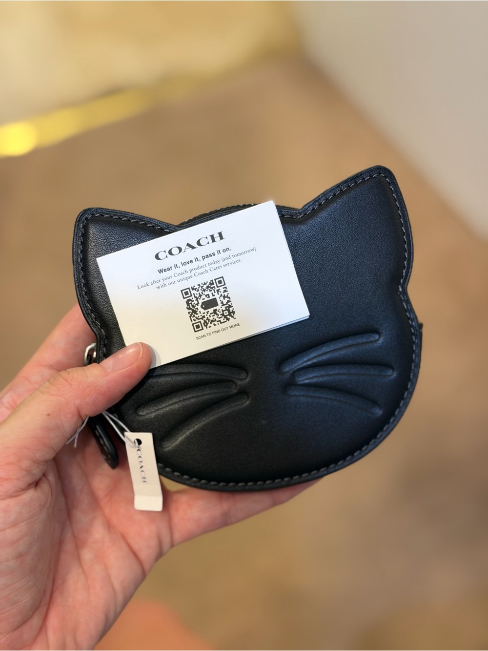 Coach Black Cat-Shaped Coin Pouch - Picture 2 of 3